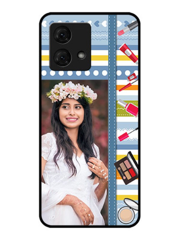 Custom Motorola Moto G84 5G Custom Glass Phone Case - Makeup Icons Design