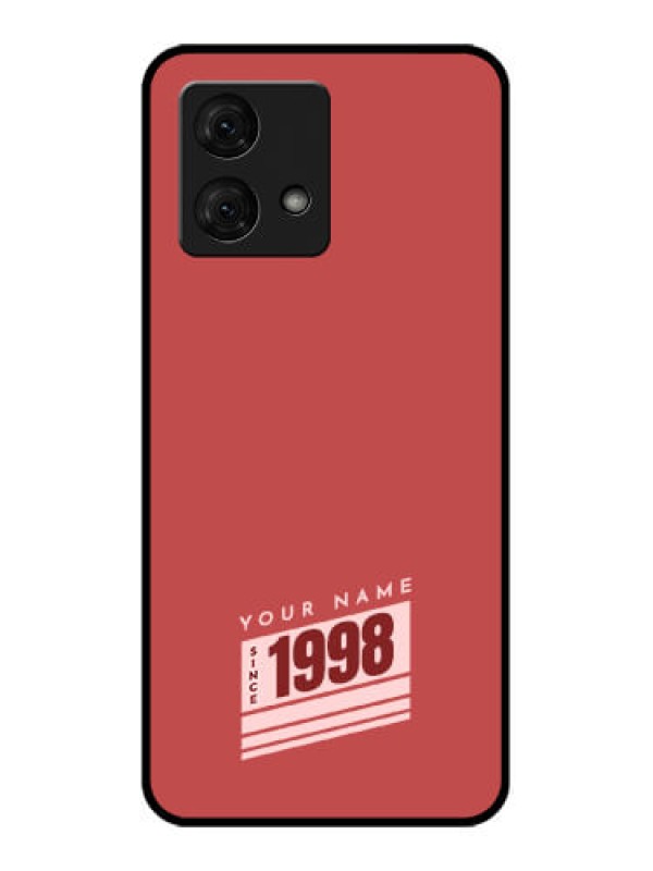 Custom Motorola Moto G84 5G Custom Glass Phone Case - Red Custom Year Of Birth Design