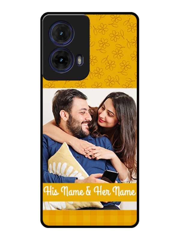 Custom Moto G85 5G Custom Glass Phone Case - Yellow Floral Design