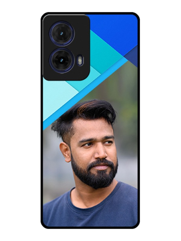 Custom Moto G85 5G Custom Glass Phone Case - Blue Pattern Design