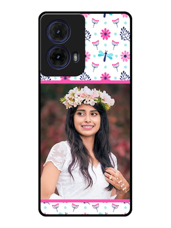 Custom Moto G85 5G Custom Glass Phone Case - Colorful Flower Design