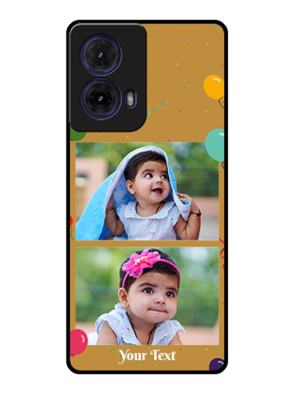 Custom Moto G85 5G Custom Glass Phone Case - Image Holder With Birthday Celebrations Design