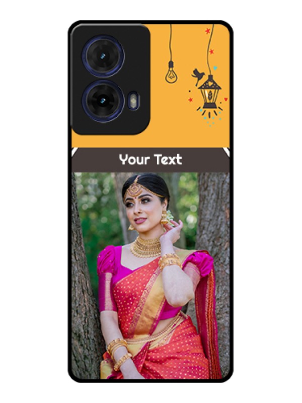 Custom Moto G85 5G Custom Glass Phone Case - With Family Picture And Icons