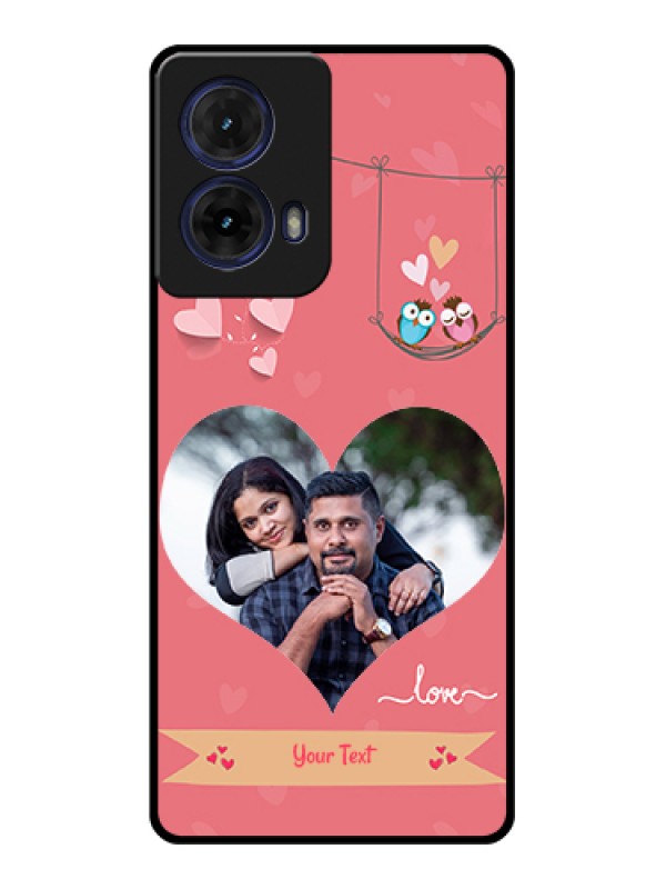 Custom Moto G85 5G Custom Glass Phone Case - Peach Color Love Design