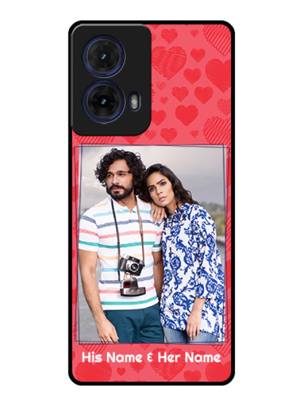 Custom Moto G85 5G Custom Glass Phone Case - With Red Heart Symbols Design