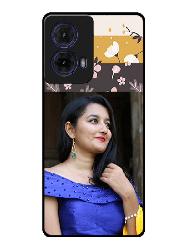Custom Moto G85 5G Custom Glass Phone Case - Stylish Floral Design