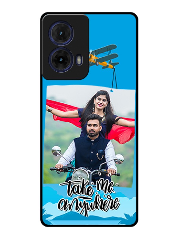 Custom Moto G85 5G Custom Glass Phone Case - Traveller Design