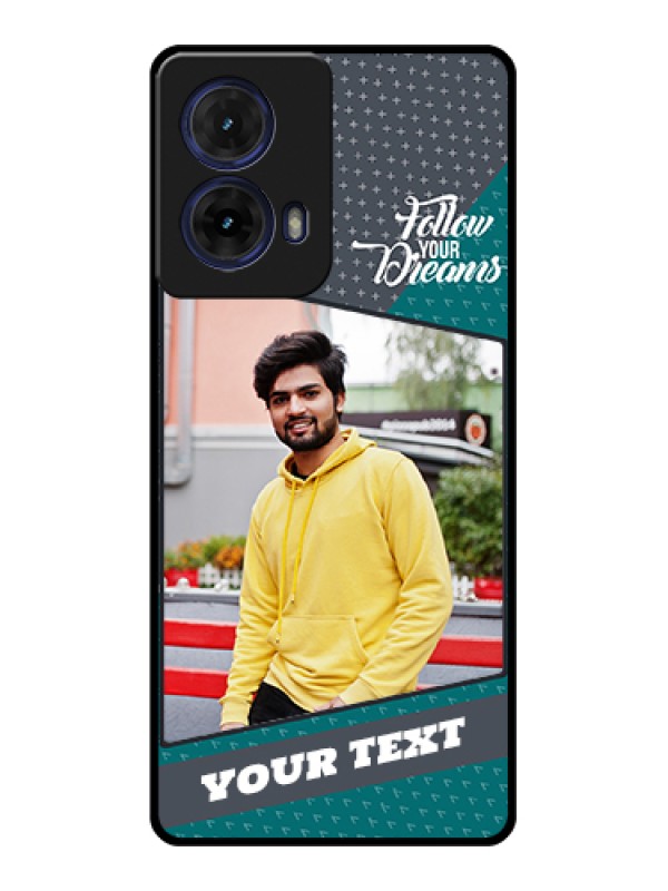 Custom Moto G85 5G Custom Glass Phone Case - Background Pattern Design With Quote
