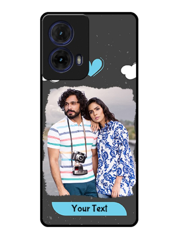 Custom Moto G85 5G Custom Glass Phone Case - Splashes With Love Doodles Design