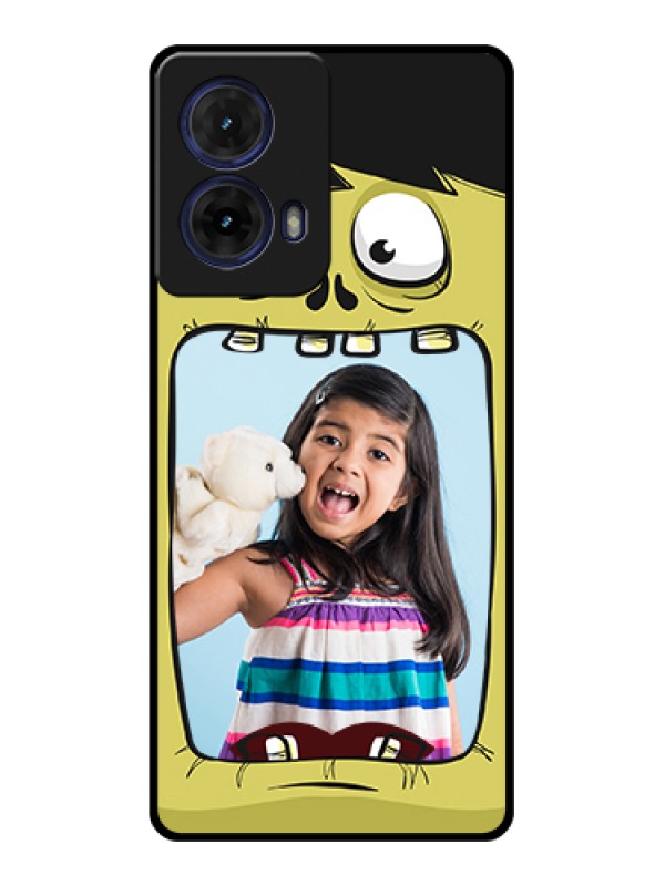Custom Moto G85 5G Custom Glass Phone Case - Cartoon Monster Back Case Design