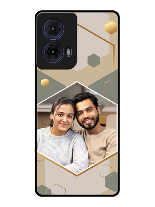 Custom Moto G85 5G Custom Glass Phone Case - Stylish Hexagon Pattern Design