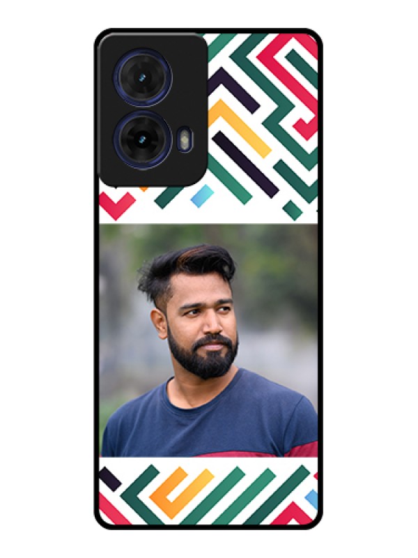 Custom Moto G85 5G Custom Glass Phone Case - Colorful Maze Pattern Design
