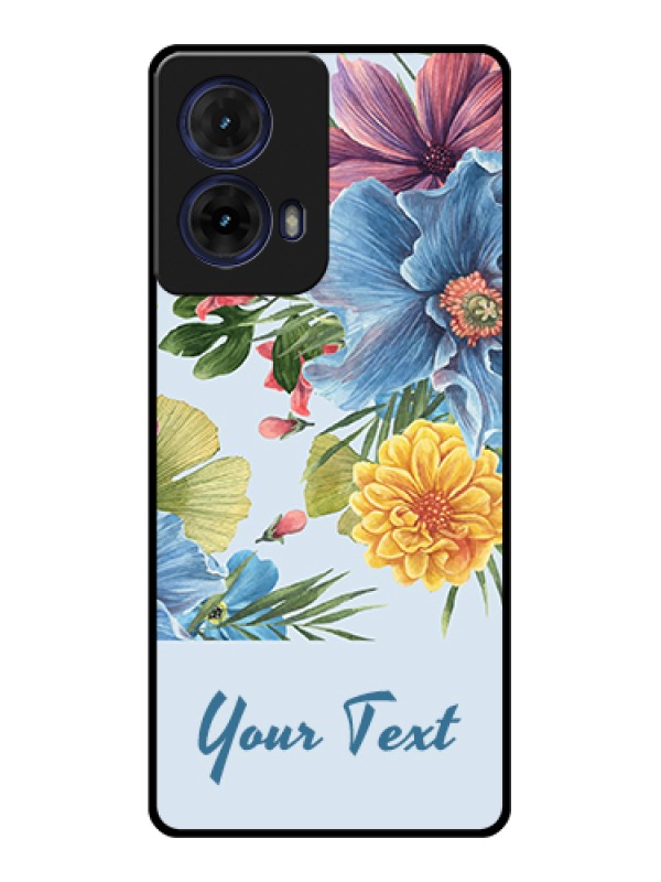 Custom Moto G85 5G Custom Glass Phone Case - Stunning Watercolored Flowers Painting Design