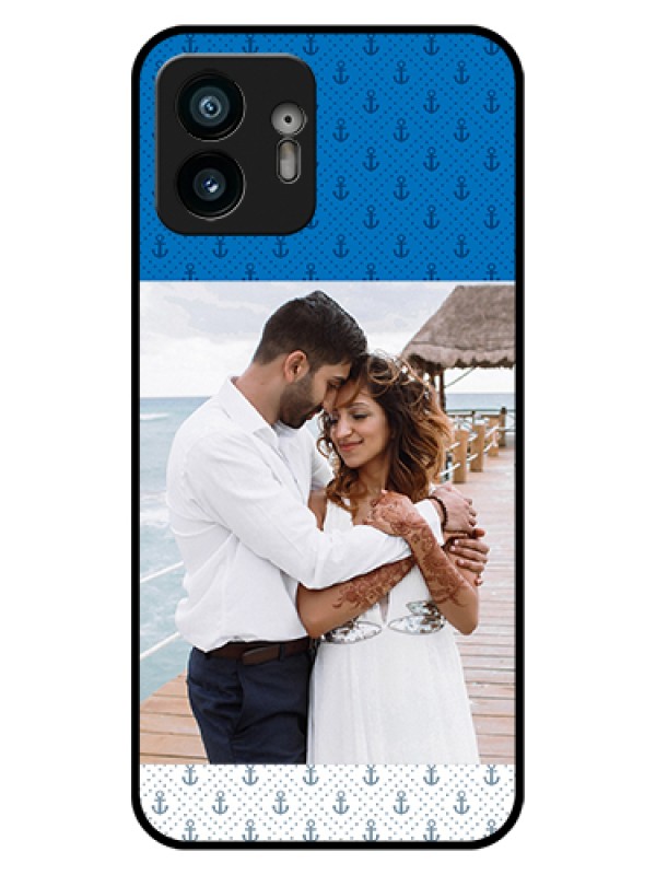 Custom Nothing Phone 2 Custom Glass Phone Case - Blue Anchors Design