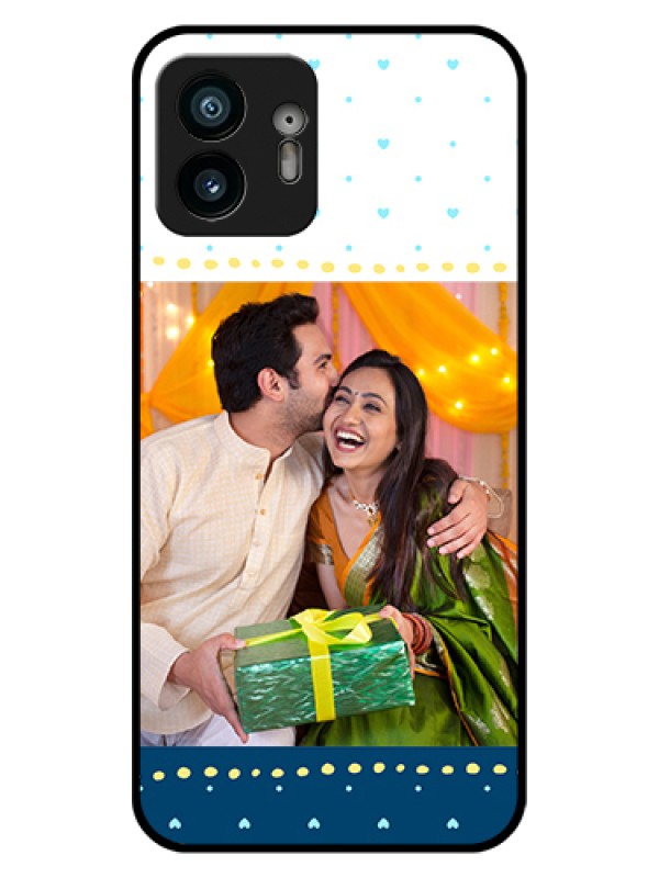 Custom Nothing Phone 2 Custom Glass Phone Case - White And Blue Abstract Design