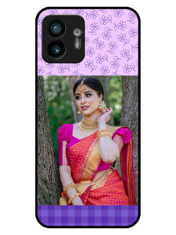 Custom Nothing Phone 2 Custom Glass Phone Case - Purple Floral Design