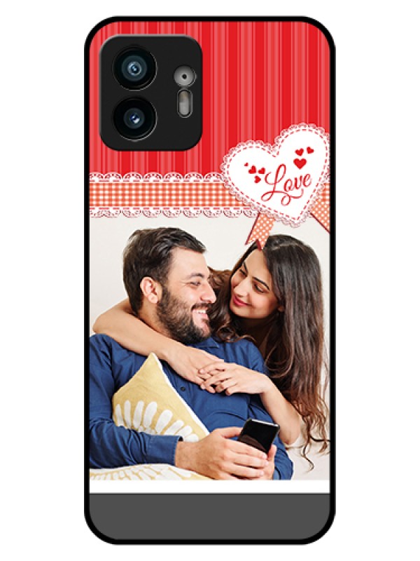 Custom Nothing Phone 2 Custom Glass Phone Case - Red Love Pattern Design