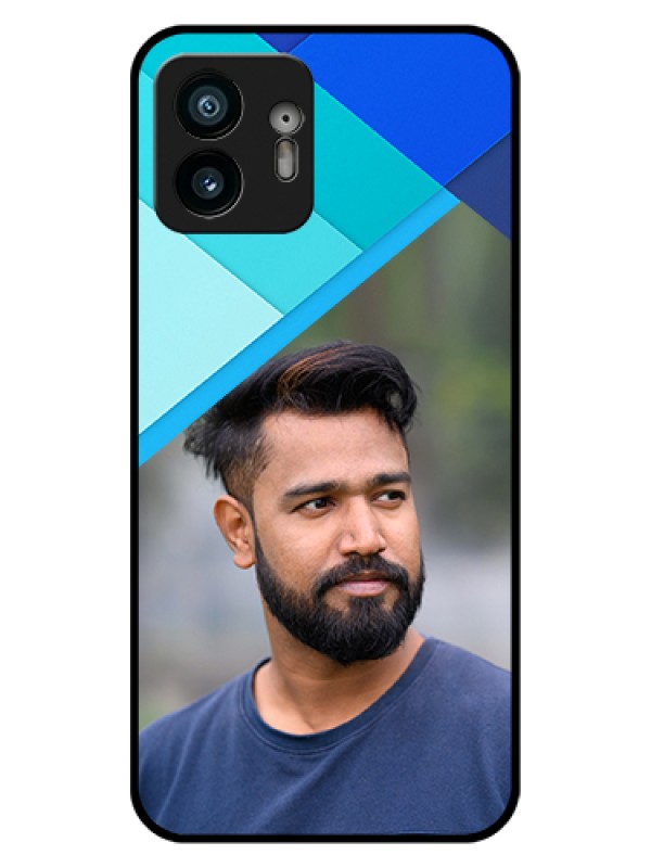 Custom Nothing Phone 2 Custom Glass Phone Case - Blue Pattern Design