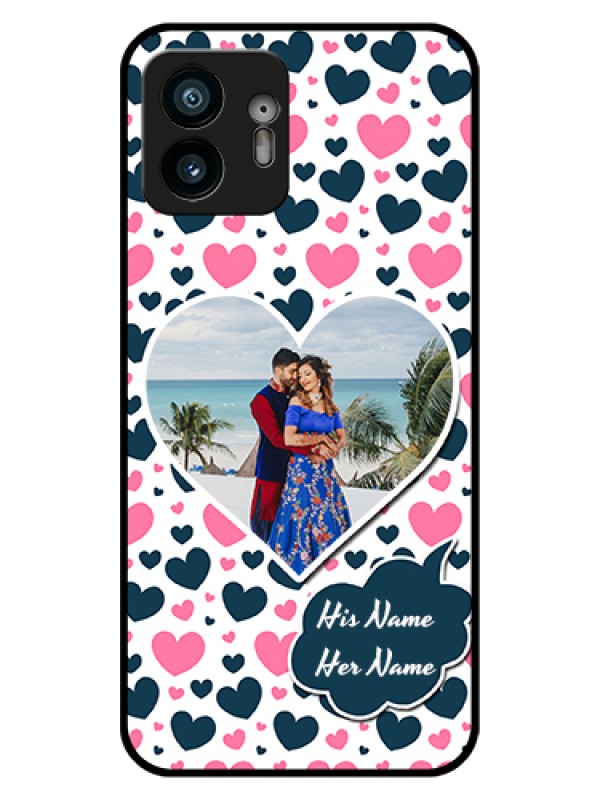 Custom Nothing Phone 2 Custom Glass Phone Case - Pink & Blue Heart Design