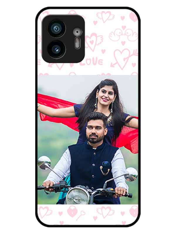 Custom Nothing Phone 2 Custom Glass Phone Case - Pink Flying Heart Design