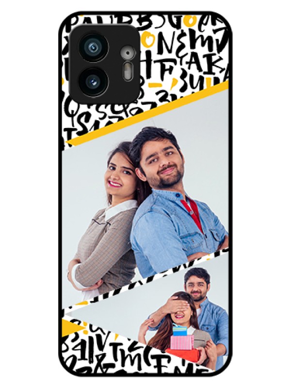 Custom Nothing Phone 2 Custom Glass Phone Case - Letters Pattern Design
