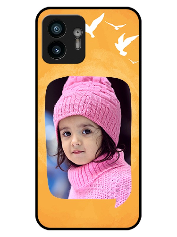 Custom Nothing Phone 2 Custom Glass Phone Case - Water Color Design With Bird Icons