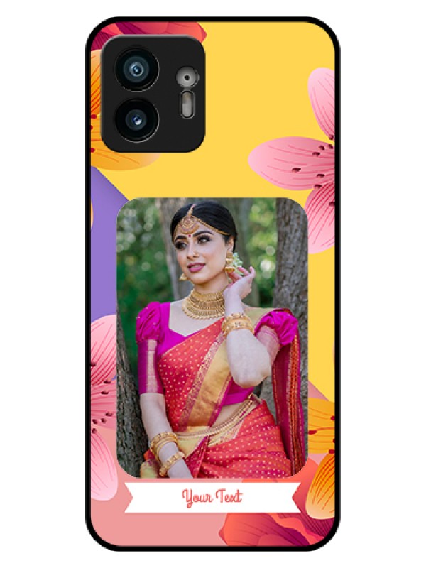 Custom Nothing Phone 2 Custom Glass Phone Case - 3 Image With Vintage Floral Design