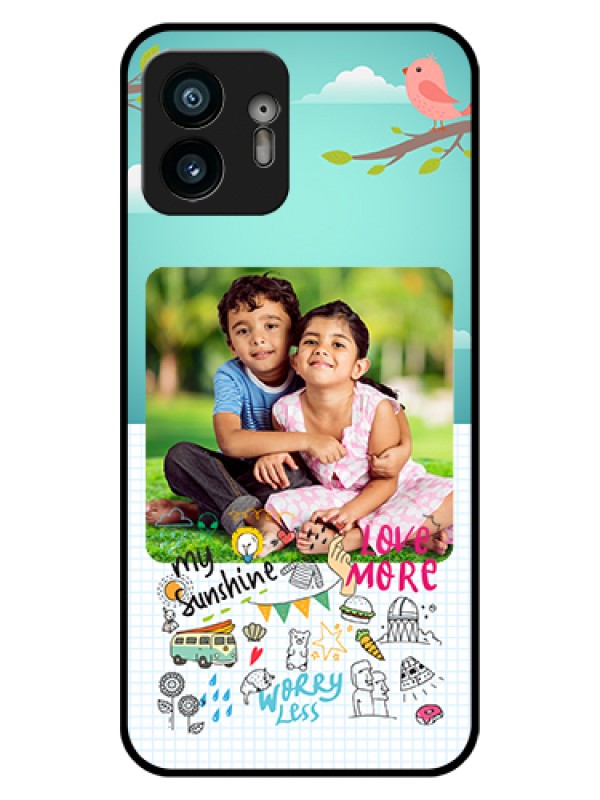 Custom Nothing Phone 2 Custom Glass Phone Case - Doodle Love Design