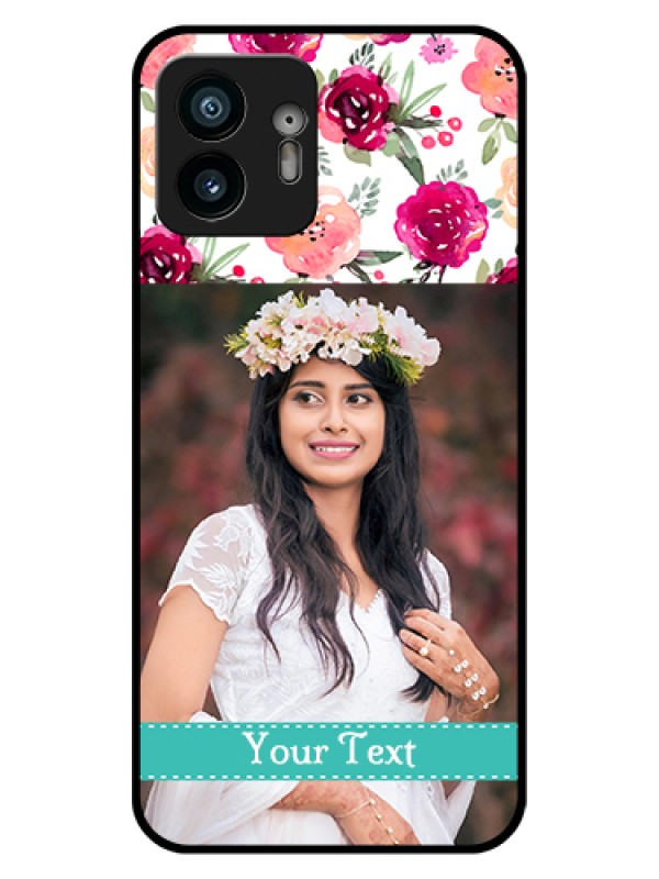 Custom Nothing Phone 2 Custom Glass Phone Case - Water Colors Floral Design