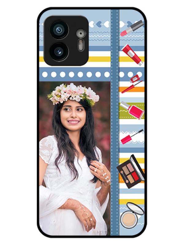 Custom Nothing Phone 2 Custom Glass Phone Case - Makeup Icons Design
