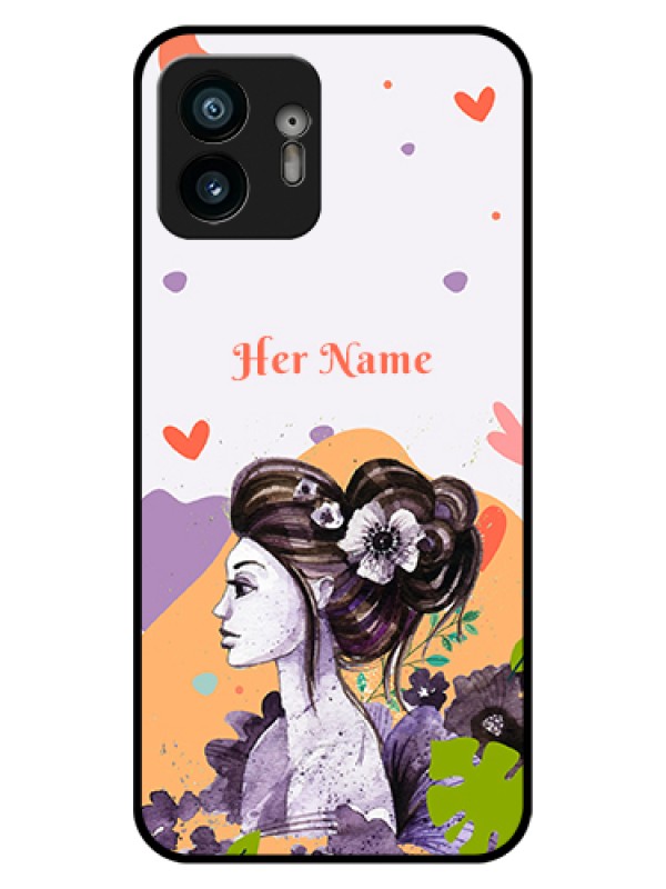 Custom Nothing Phone 2 Custom Glass Phone Case - Woman And Nature Design
