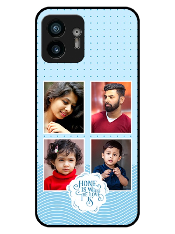 Custom Nothing Phone 2 Custom Glass Phone Case - Cute Love Quote With 4 Pic Upload Design