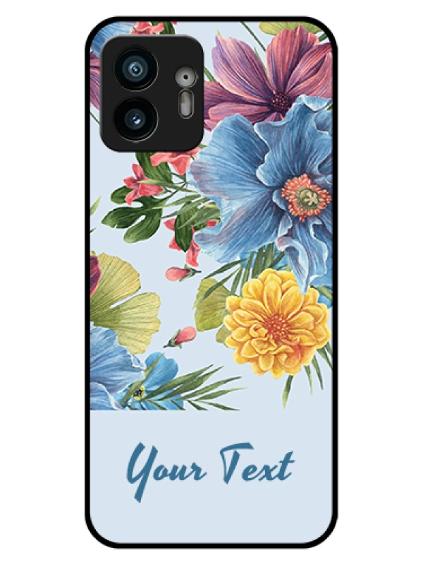 Custom Nothing Phone 2 Custom Glass Phone Case - Stunning Watercolored Flowers Painting Design