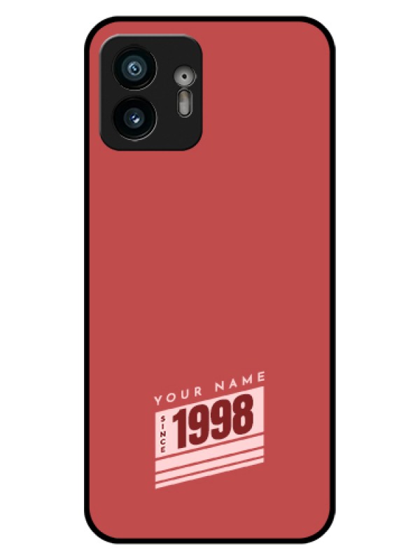 Custom Nothing Phone 2 Custom Glass Phone Case - Red Custom Year Of Birth Design