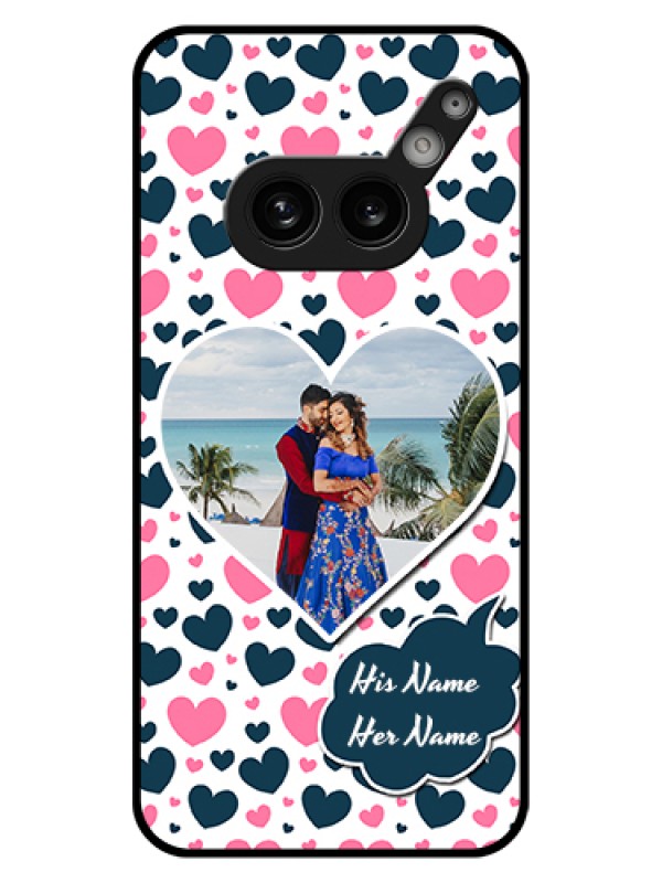 Custom Nothing Phone 2A 5G Custom Glass Phone Case - Pink & Blue Heart Design