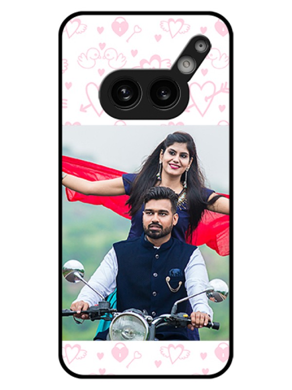 Custom Nothing Phone 2A 5G Custom Glass Phone Case - Pink Flying Heart Design