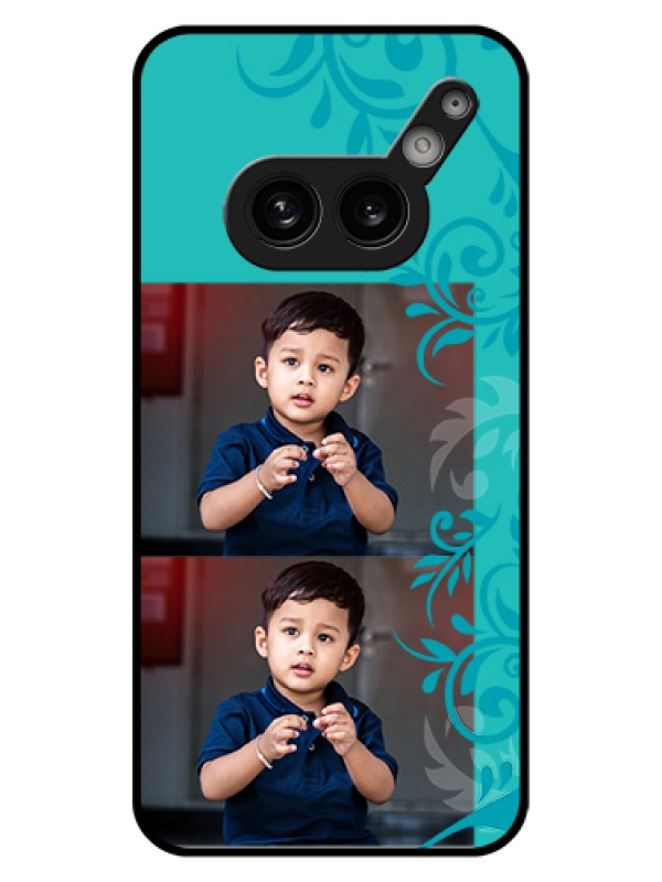 Custom Nothing Phone 2A 5G Custom Glass Phone Case - With Photo And Green Floral Design