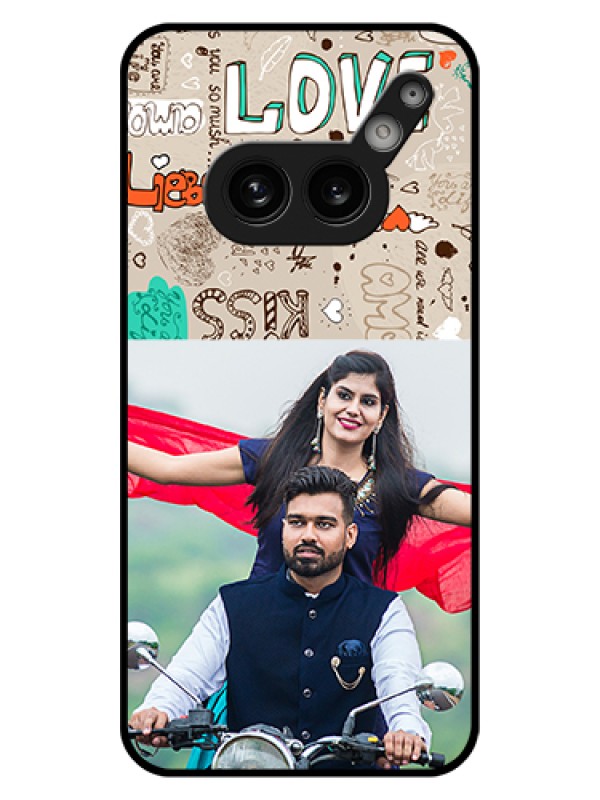 Custom Nothing Phone 2A 5G Custom Glass Phone Case - Love Doodle Pattern