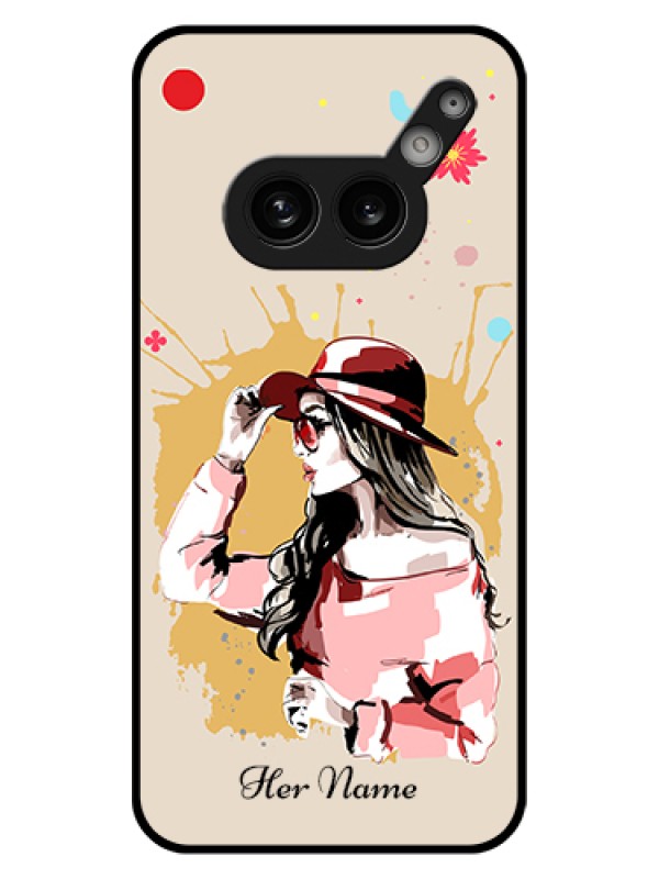 Custom Nothing Phone 2A 5G Custom Glass Phone Case - Women With Pink Hat Design