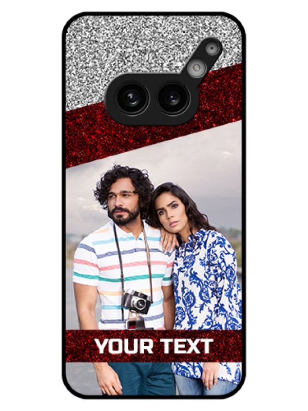 Custom Nothing Phone 2A Plus Custom Glass Phone Case - Image Holder With Glitter Strip Design