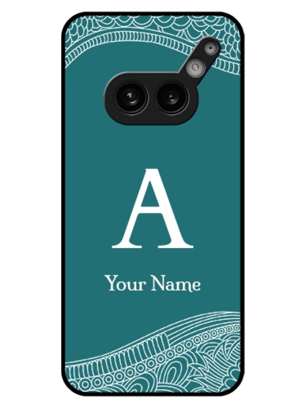 Custom Nothing Phone 2A Plus Custom Glass Phone Case - Line Art Pattern With Custom Name Design