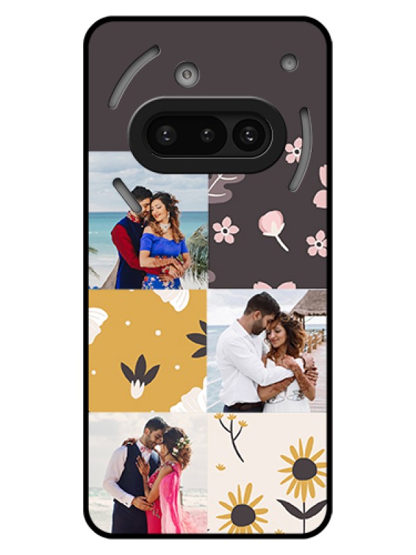 Custom Nothing Phone 3A 5G Custom Glass Phone Case - 3 Images With Floral Design