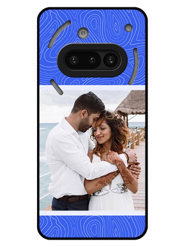 Custom Nothing Phone 3A 5G Custom Glass Phone Case - Curved Line Art With Blue And White Design