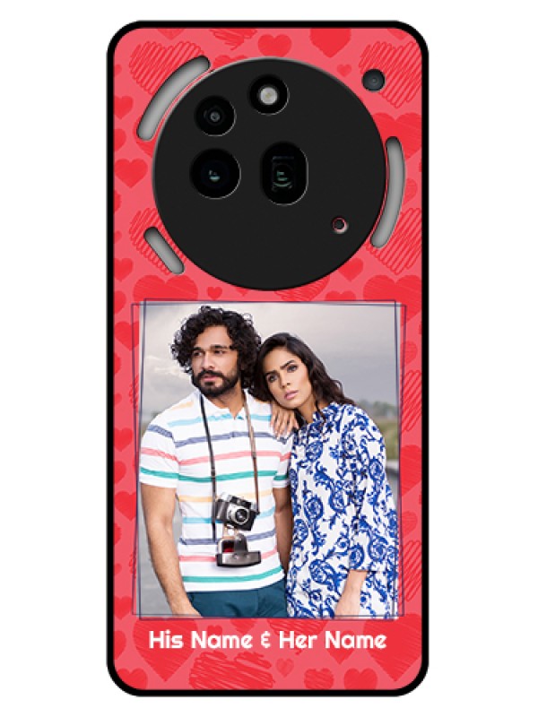 Custom Nothing Phone 3A Pro 5G Custom Glass Phone Case - With Red Heart Symbols Design