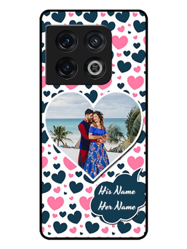 Custom OnePlus 10 Pro 5G Custom Glass Phone Case - Pink & Blue Heart Design