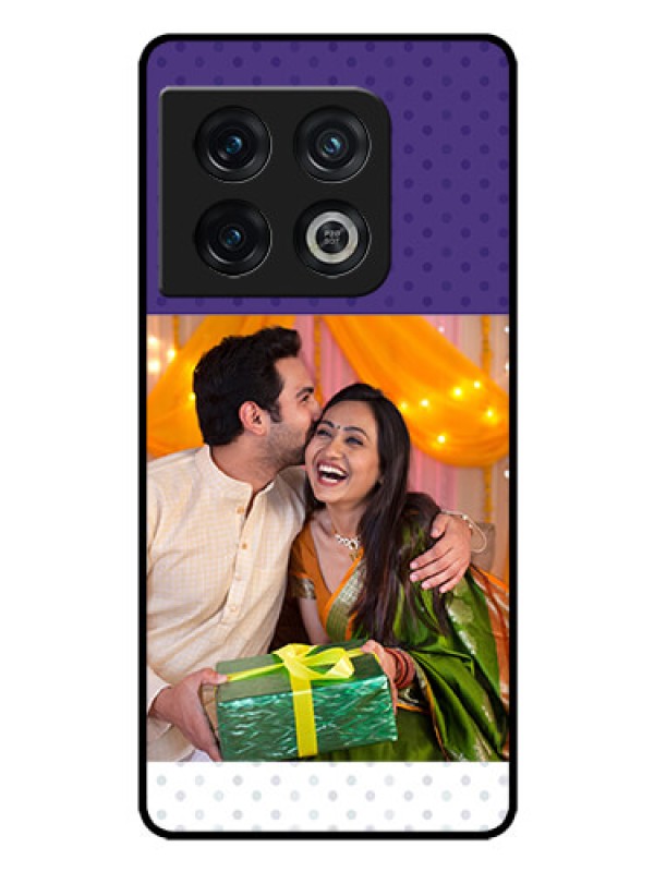 Custom OnePlus 10 Pro 5G Personalized Glass Phone Case - Violet Pattern Design