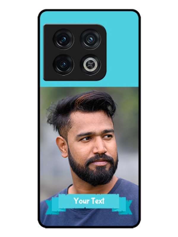 Custom OnePlus 10 Pro 5G Personalized Glass Phone Case - Simple Blue Color Design