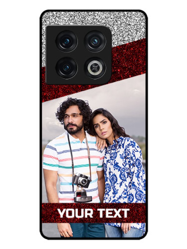 Custom OnePlus 10 Pro 5G Personalized Glass Phone Case - Image Holder with Glitter Strip Design
