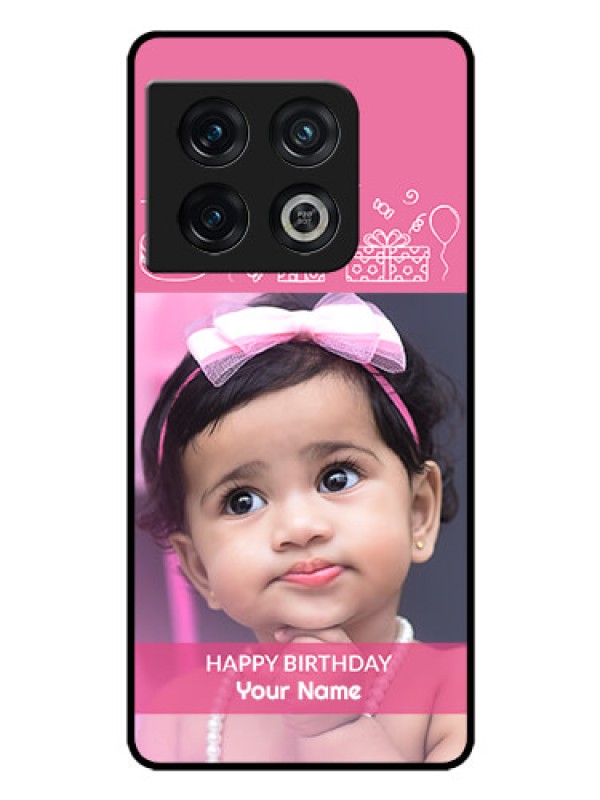 Custom OnePlus 10 Pro 5G Photo Printing on Glass Case - with Birthday Line Art Design