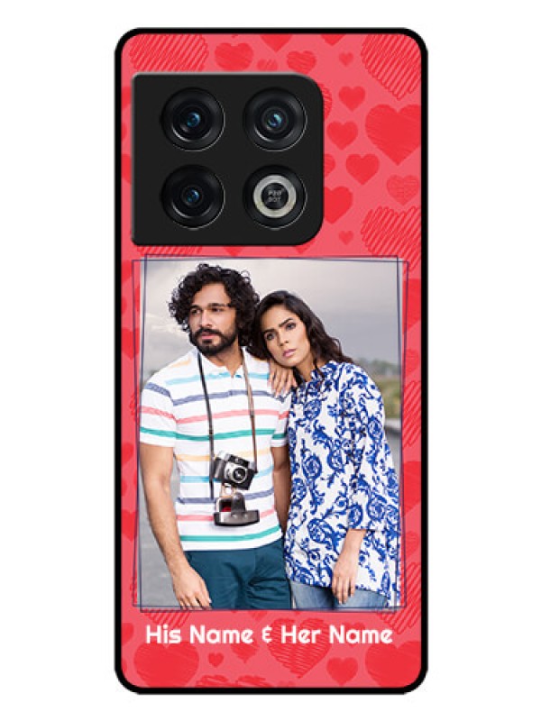 Custom OnePlus 10 Pro 5G Photo Printing on Glass Case - with Red Heart Symbols Design
